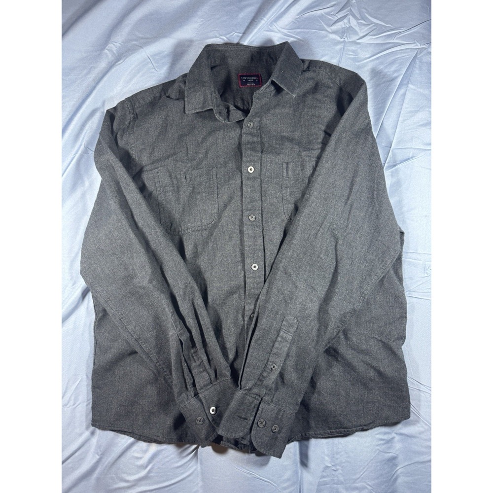 UNTUCKit Men's Hemsworth Gray Flannel Long Sleeve Button Up Size Large